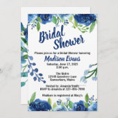 Fleurs Bleues Rustiques Douche nuptiale Invitation (Devant / Derrière)