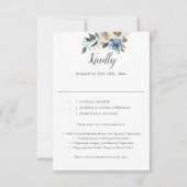 Fleurs bleues rustiques Dusty Script Wedding RSVP (Devant)