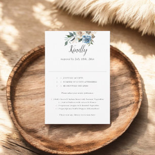 Fleurs bleues rustiques Dusty Script Wedding RSVP