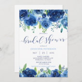 Fleurs bleues rustiques Invitation à la douche nup (Devant / Derrière)