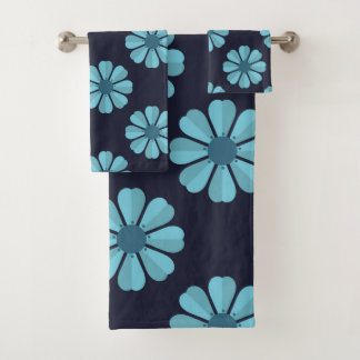 Fleurs bleues sombres Serviette