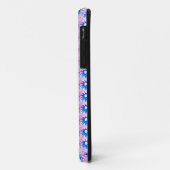 fleurs bleues sur coque rose (Dos/Gauche)