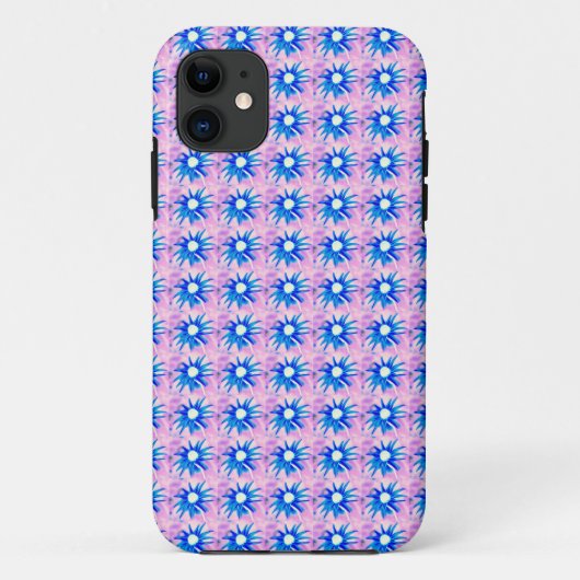 fleurs bleues sur coque rose (Dos)