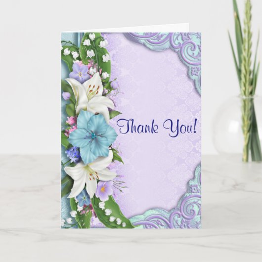 Fleurs Bleues Toute Ocassion Merci Note (Devant)