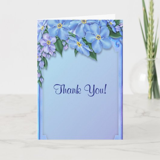 Fleurs Bleues Toute Ocassion Merci Note (Devant)