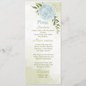 fleurs bleues vert menu mariage (Devant)