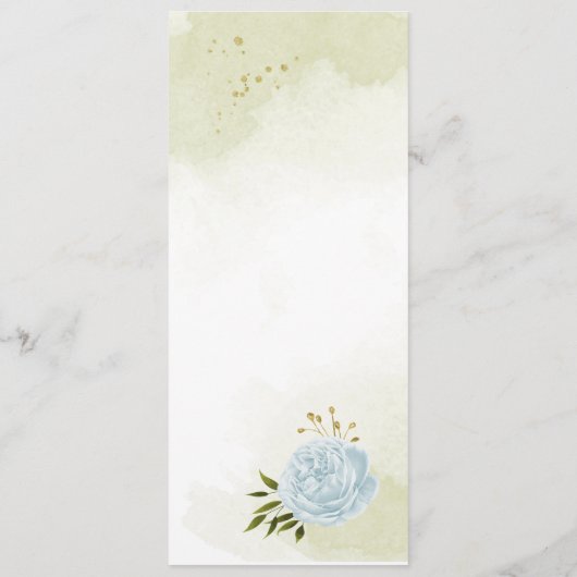 fleurs bleues vert menu mariage (Dos)