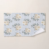 Fleurs bleues vintage rayures blanches Shabby Chic (Serviette à main)