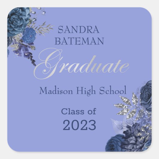 Fleurs bleues violettes | Sticker pour la graduati (Devant)