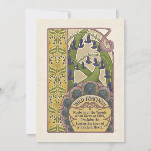 Fleurs Bluebell de style vintage - Carte rose (Devant)