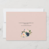 Fleurs Blush & Navy Faire-part Elopement Bleu (Dos)