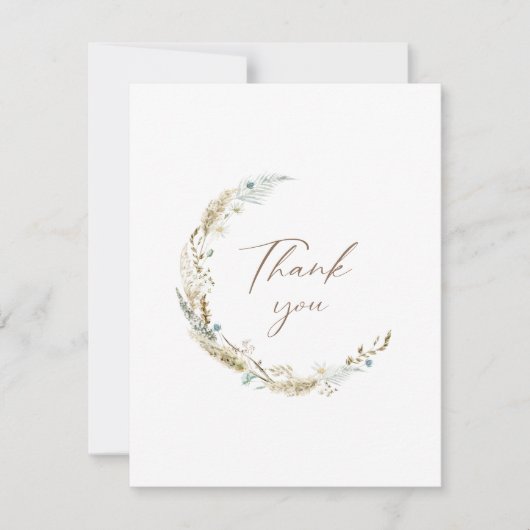 Fleurs bohèmes et Carte de remerciements en laiton (Devant)