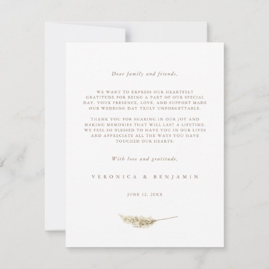 Fleurs bohèmes et Carte de remerciements en laiton (Dos)