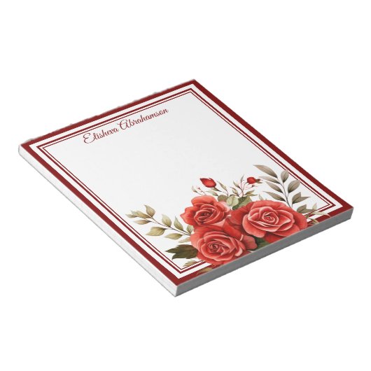 Fleurs Boho Bloc-Notes Roses Rouges (Incliné)