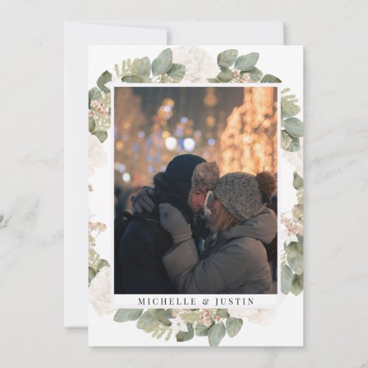 Fleurs Boho Invitations de mariage hivernal (Dos)