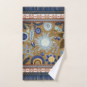 Fleurs Boho Motifs du Sud-Ouest Blues Gold (Serviette à main)