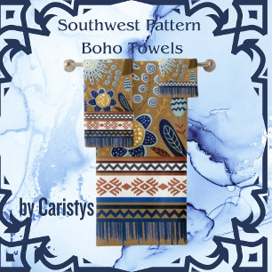 Fleurs Boho Motifs du Sud-Ouest Blues Gold