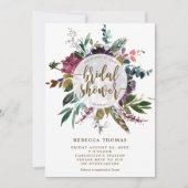 fleurs boho plumes nuptiale invitation à la douche (Devant)