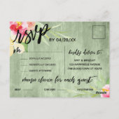 Fleurs Boho Rustique Vert Bois Menu Choix (Dos)