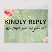 Fleurs Boho Rustique Vert Bois Menu Choix (Devant)