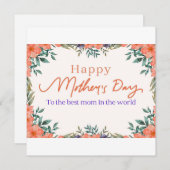Fleurs Bonne carte de voeux de Fête des mères (Devant / Derrière)