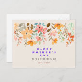 Fleurs Bonne carte de voeux de Fête des mères (Devant / Derrière)