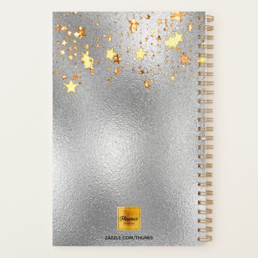 Fleurs bordeaux argentées étoiles or (Dos)