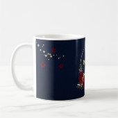 fleurs bordeaux feuilles dorées mug café bleu mari (Gauche)