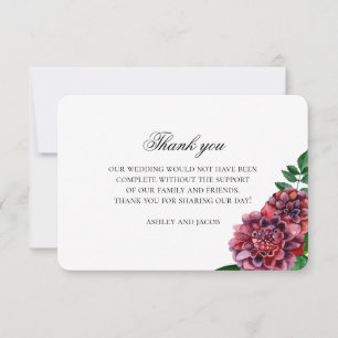 Fleurs bordeaux merci de mariage. Floral marron