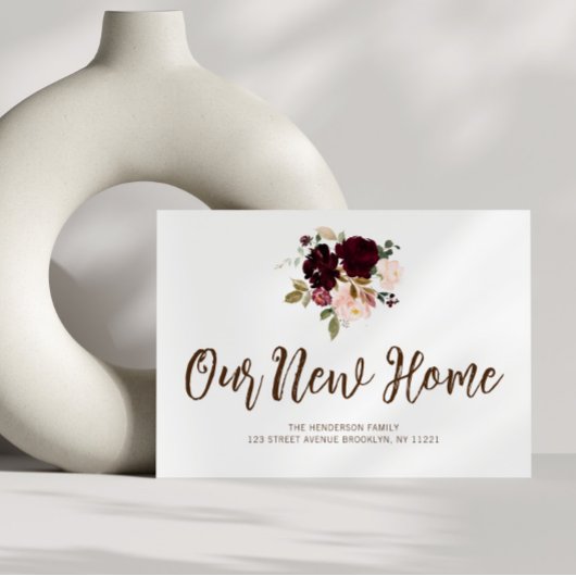 fleurs bordeaux que nous avons bougé faire-part