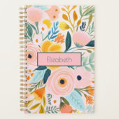 Fleurs botaniques aquarelle rose blush Monogramme (Devant)