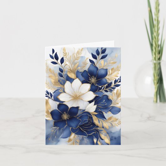 Fleurs botaniques bleues marine et blanches (Devant)