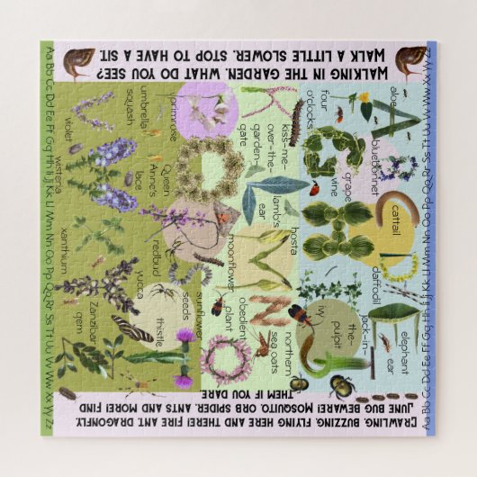 Fleurs botaniques et bogues ABC Alphabet Puzzle (Horizontal)