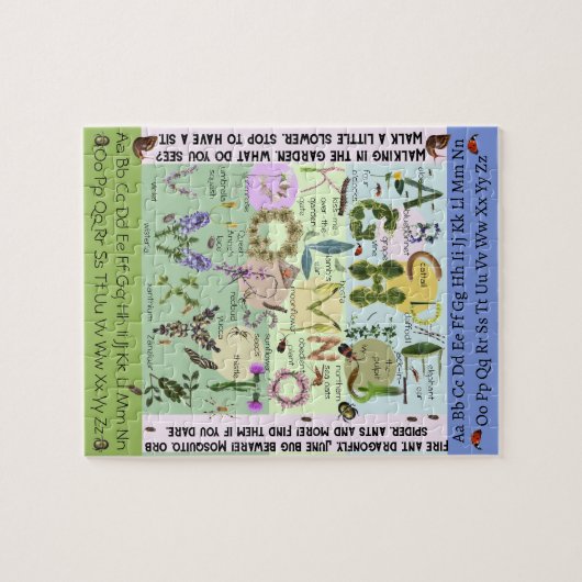 Fleurs botaniques et bogues ABC Alphabet Puzzle (Horizontal)