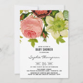 Fleurs botaniques Invitation Baby shower Vintage (Devant)