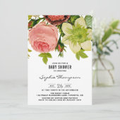 Fleurs botaniques Invitation Baby shower Vintage (Debout devant)