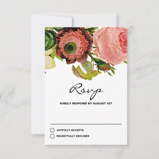 Fleurs Botaniques Mariage Vintage RSVP (Devant)