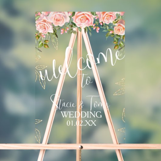 Fleurs botaniques roses mariage or (Neutre)