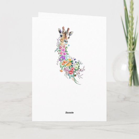 Fleurs Bouquet Giraffe Carte Anniversaire (Dos)