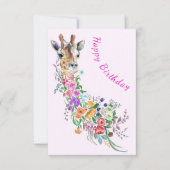 Fleurs Bouquet Giraffe Carte Anniversaire (Devant)