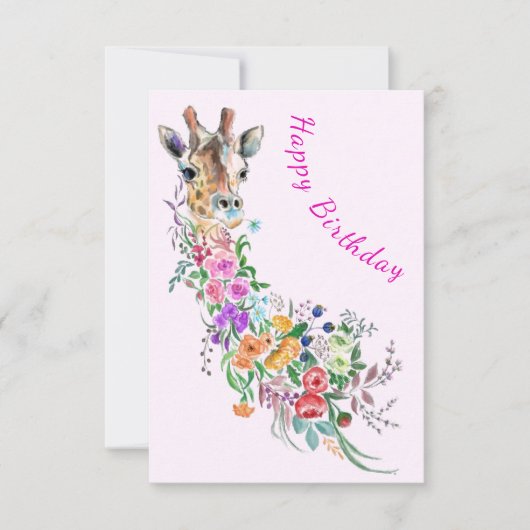Fleurs Bouquet Giraffe Carte Anniversaire (Devant)
