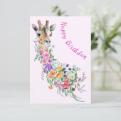 Fleurs Bouquet Giraffe Carte Anniversaire (Debout devant)