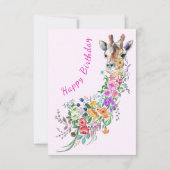 Fleurs Bouquet Giraffe Carte Anniversaire (Dos)