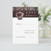 Fleurs Bourgogne Lanter Mariage Rustique Carte RSV (Debout devant)