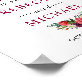 Fleurs Bourgogne Rustique Mariage Affiche de bienv (Coin)