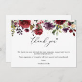 Fleurs Bourgognes, Cartes de remerciements funérai (Devant / Derrière)