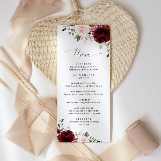 Fleurs Bourgognes, Fleurs Roses, Menu Fête des mar