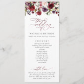 Fleurs Bourgognes, Fleurs Roses, Programme Mariage (Devant)