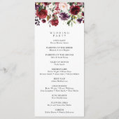 Fleurs Bourgognes, Fleurs Roses, Programme Mariage (Dos)