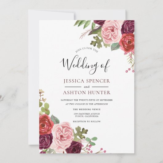 Fleurs bourguignonnes modernes Invitation de maria (Devant)